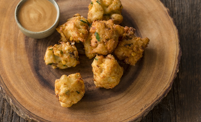 Smokey Bacon Fritters With Chipotle Aioli Get Cracking