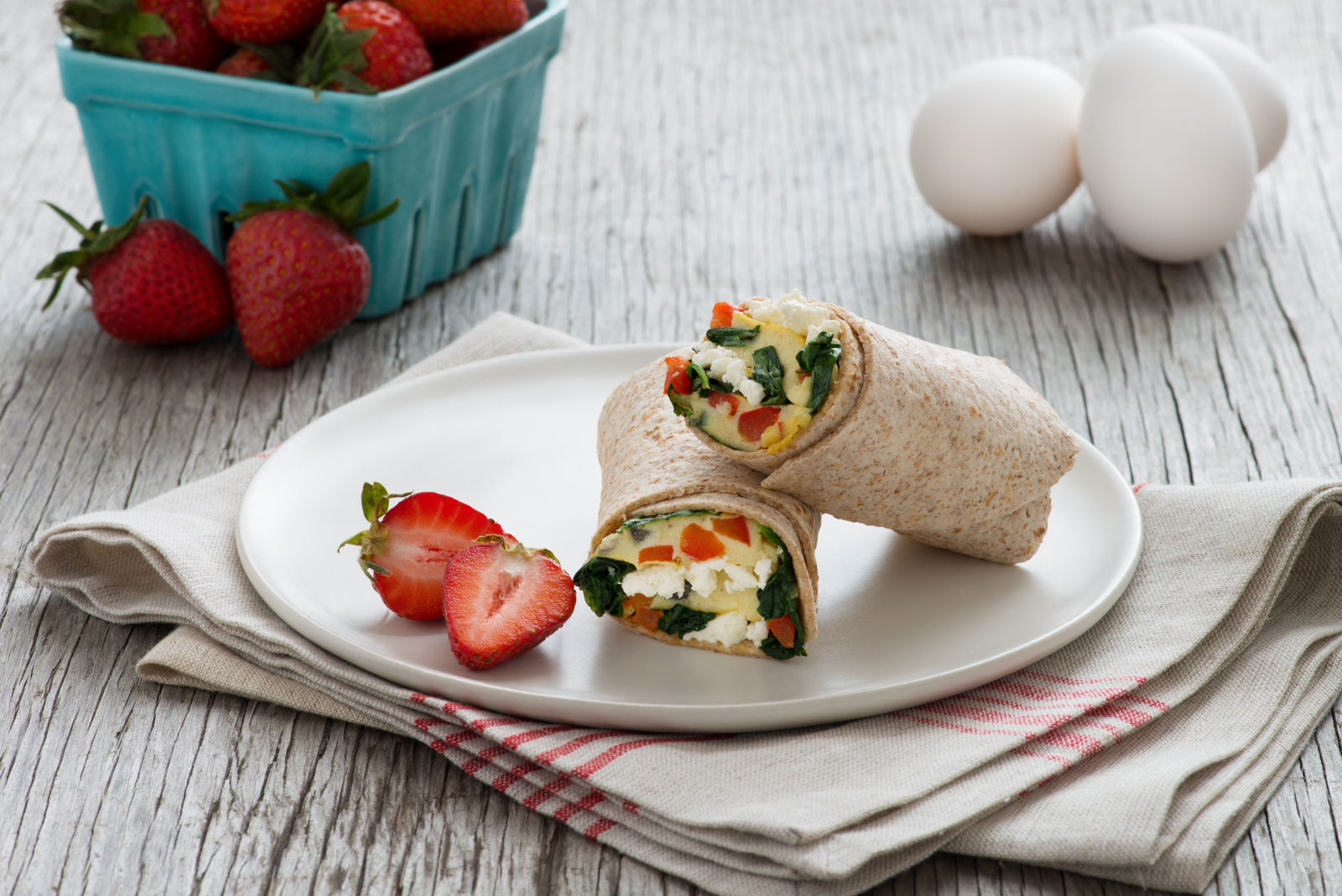 Egg, Kale, and Tomato Breakfast Wraps with Hummus Recipe