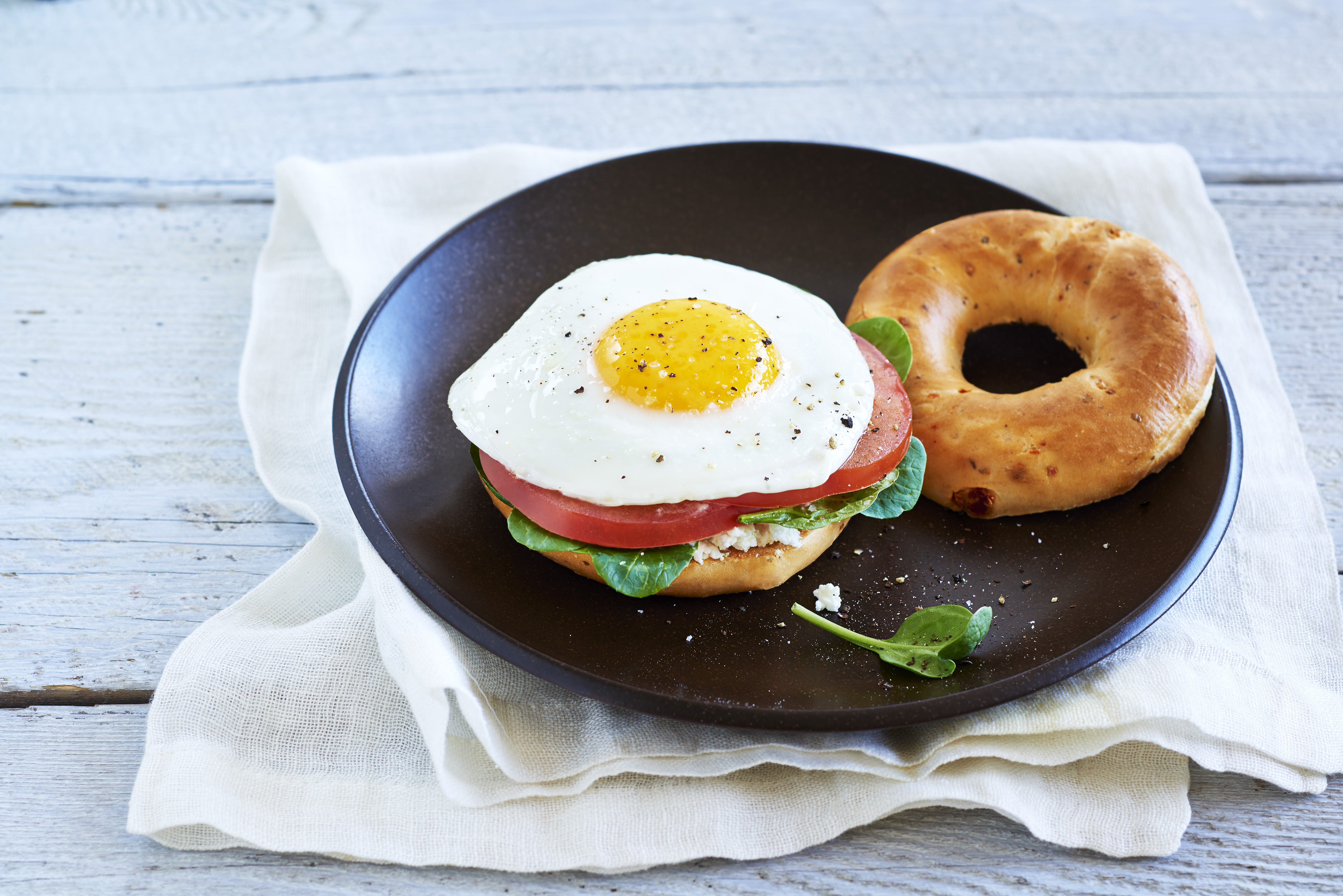 Fried Egg Breakfast Bagels Recipe Get Cracking