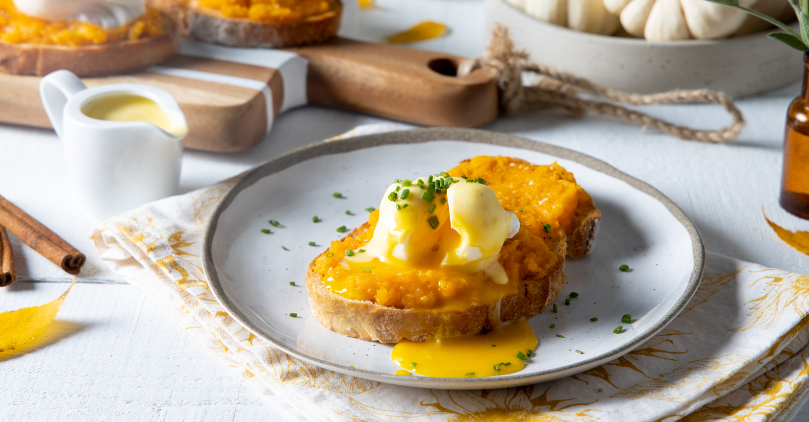 Poached Egg On Maple Roasted Autumn Squash With Hollandaise Sauce