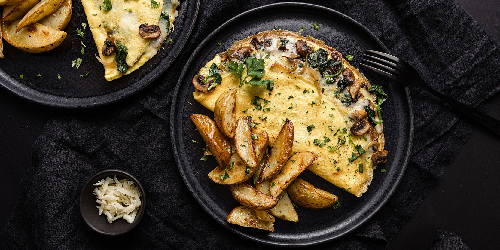 Spinach, Mushroom and Onion Omelette - Eggs.ca