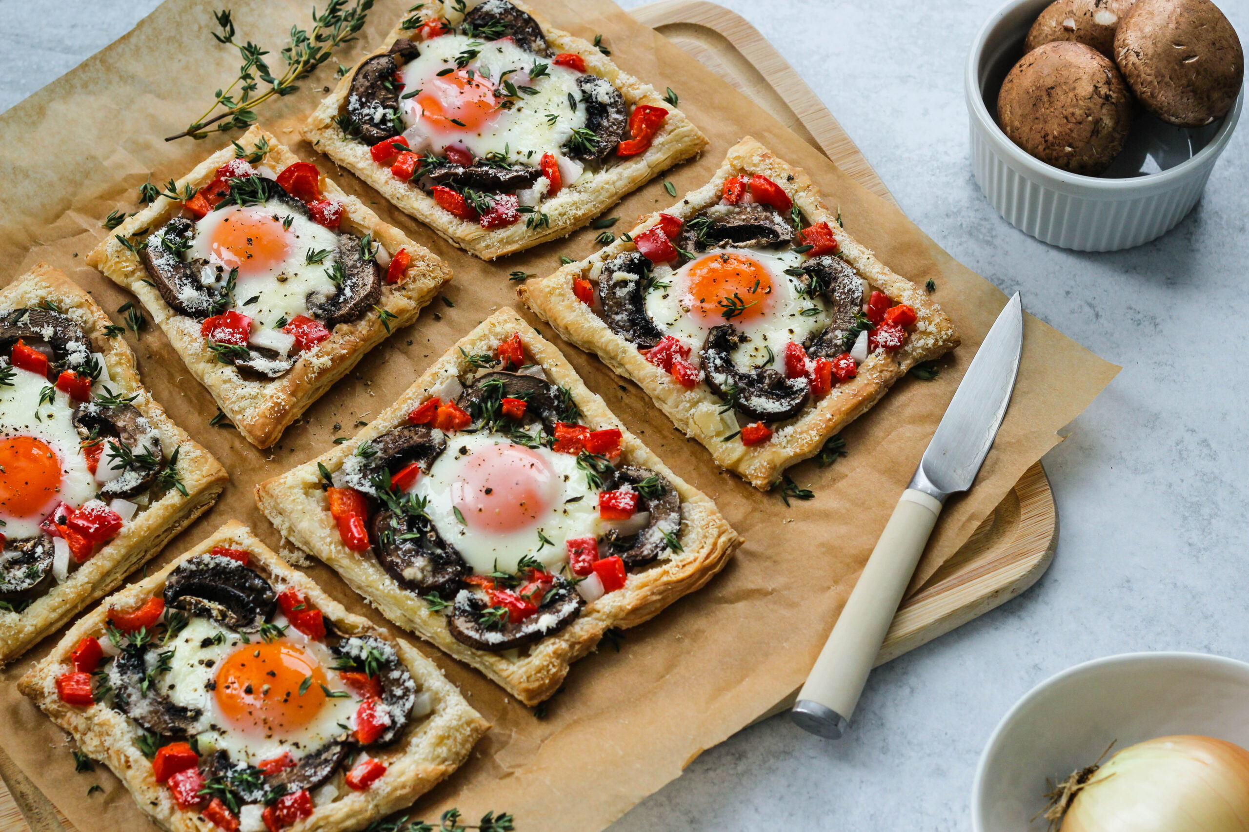 Veggie, Parmesan and Egg Puff Pastries - Eggs.ca