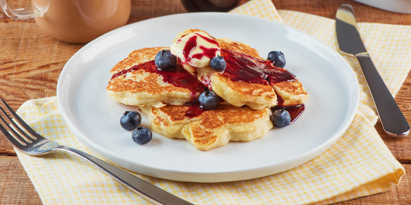 Lemon Ricotta Hotcakes with Blueberry Syrup - Eggs.ca