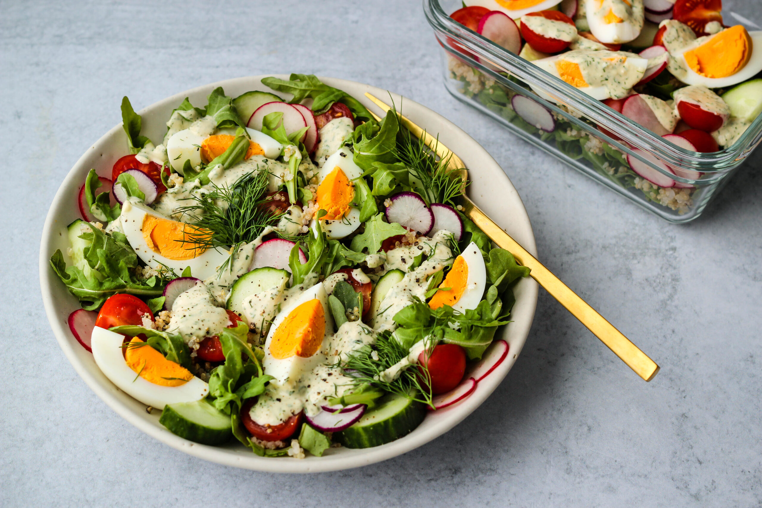 Quinoa Salad with Lemon Tahini Dressing - Eggs.ca