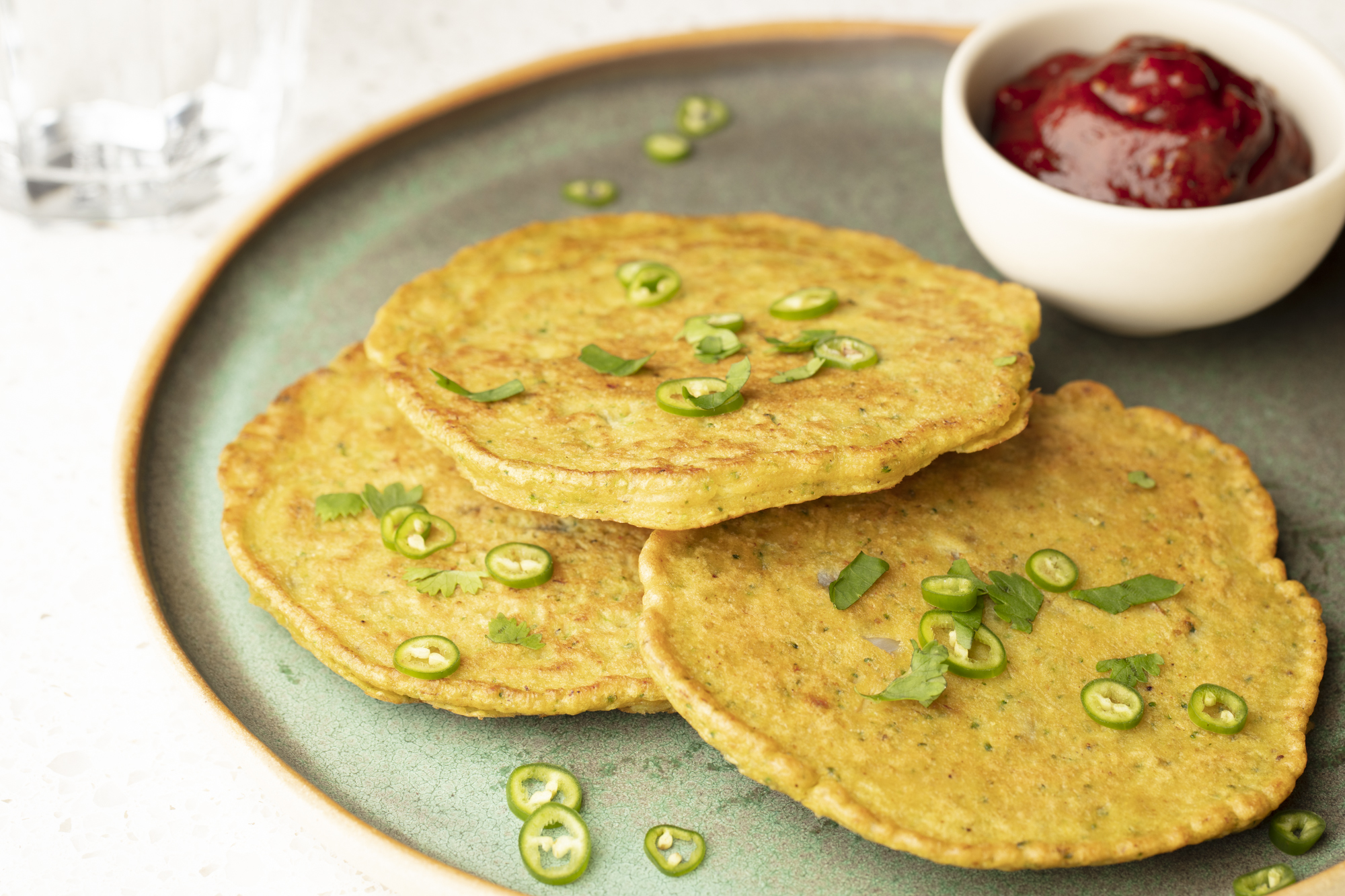 Savoury Indian Style Broccoli Pancakes With Spicy Chili Tomato Ketchup - Eggs.ca