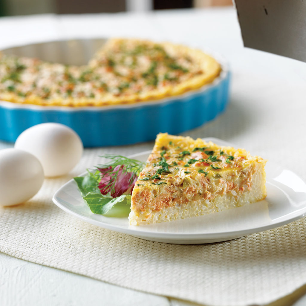 Salmon Dill Pie with Rice Crust