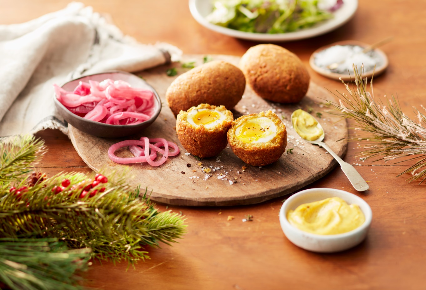 Scotch Eggs with Pickled Onion Salad - Eggs.ca