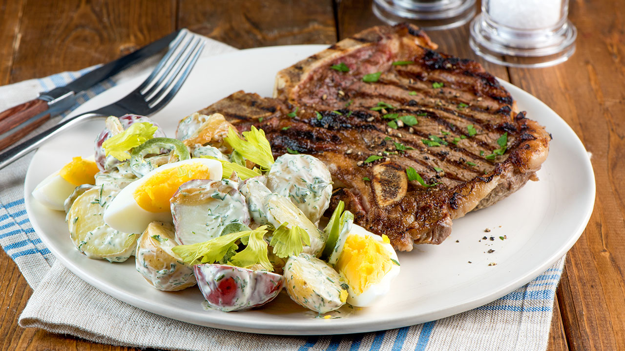 T-Bone Steak and Summer Potato Salad - Eggs.ca