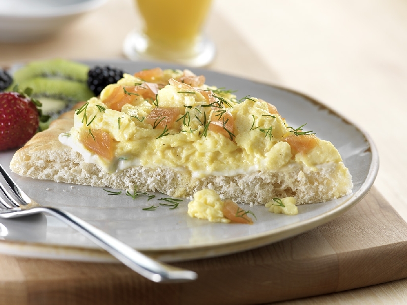 Scrambled Eggs and Smoked Salmon on Focaccia - Eggs.ca