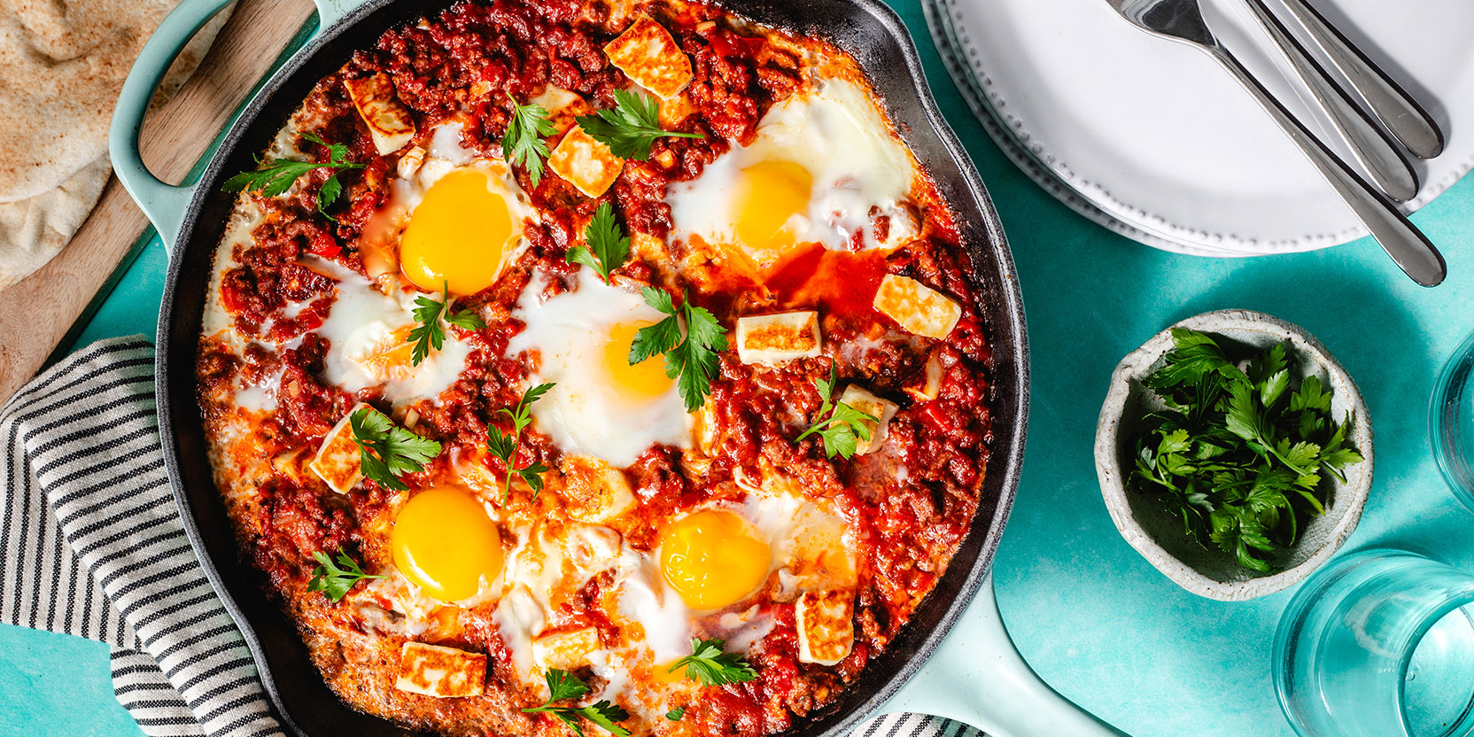 Lamb and Halloumi Shakshuka - Eggs.ca